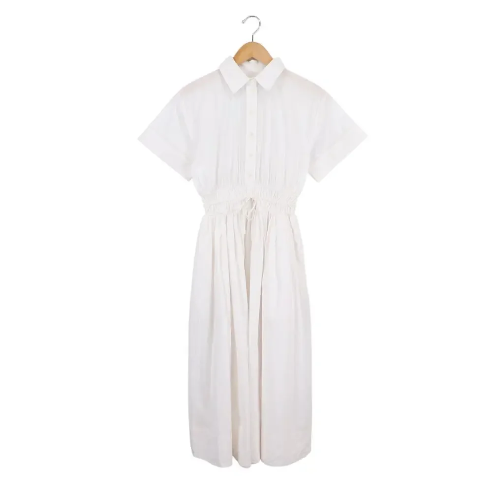 J.Crew Elena Midi Shirtdress Cotton Poplin White Size 0 NWT - Picture 2 of 8